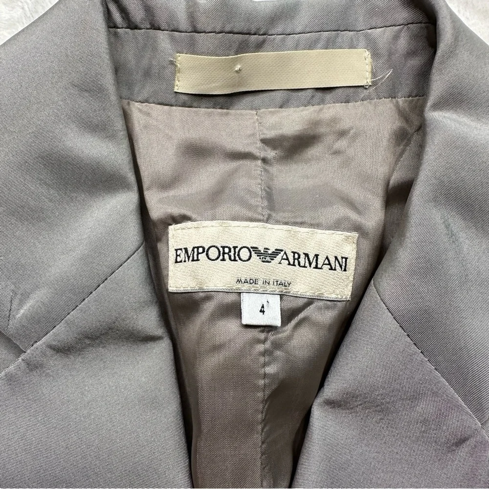Emporio Armani Vintage Single Button Gray Silver Silk Blend Blazer Jacket Size 4